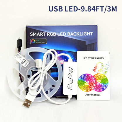 100FT 50FT Smart LED Strip Lights Sync to Music with 44 Key Remote Controller & App Control RGB LED Lights for Bedroom Decor
