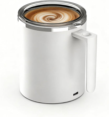 Self-Stirring Coffee Mug, 12.2 Oz Automatic Magnetic Stirrer with Rechargeable Function for Coffee, Milk, and Hot Cocoa (White)