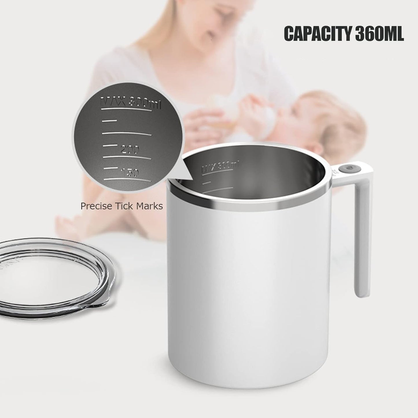 Self-Stirring Coffee Mug, 12.2 Oz Automatic Magnetic Stirrer with Rechargeable Function for Coffee, Milk, and Hot Cocoa (White)