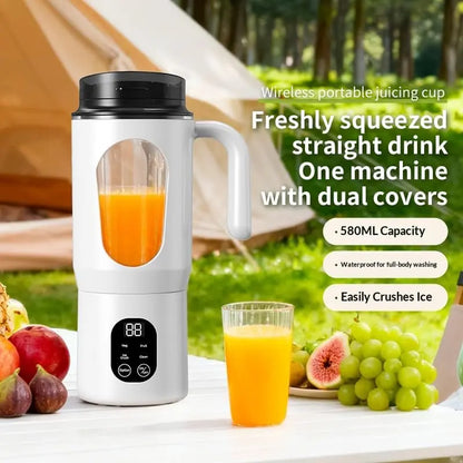 580ML Portable USB Rechargeable Juicer with LED Display, 22000 RPM Handheld Blender, Self-Cleaning, BPA-Free, Ideal for Smoothies and Juices with Ice Crushing Function