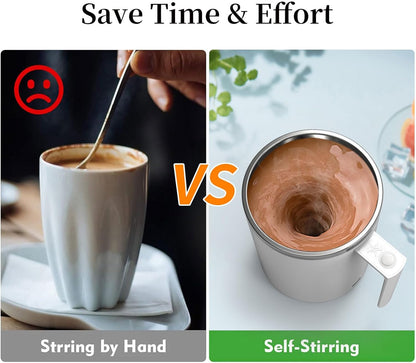Self-Stirring Coffee Mug, 12.2 Oz Automatic Magnetic Stirrer with Rechargeable Function for Coffee, Milk, and Hot Cocoa (White)
