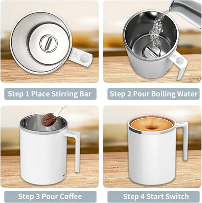 Self-Stirring Coffee Mug, 12.2 Oz Automatic Magnetic Stirrer with Rechargeable Function for Coffee, Milk, and Hot Cocoa (White)