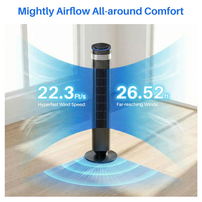 【New】Tower Fan for Bedroom, 28Db Silent Standing Fan with 12H Timer, Smart Auto Mode, 64° Oscillating Bladeless Cooling Fan for Home Office,Summerwins