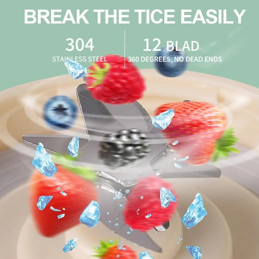 580ML Portable USB Rechargeable Juicer with LED Display, 22000 RPM Handheld Blender, Self-Cleaning, BPA-Free, Ideal for Smoothies and Juices with Ice Crushing Function