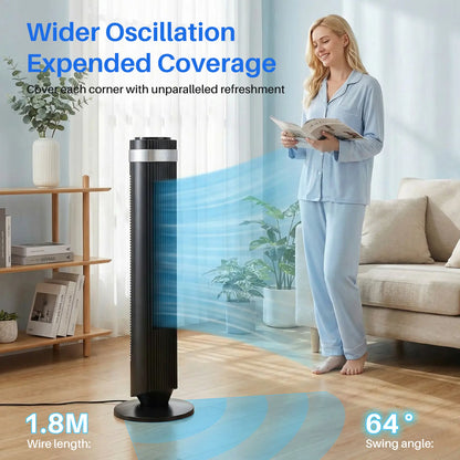 【New】Tower Fan for Bedroom, 28Db Silent Standing Fan with 12H Timer, Smart Auto Mode, 64° Oscillating Bladeless Cooling Fan for Home Office,Summerwins