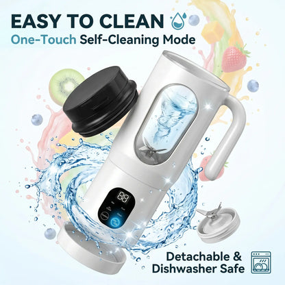 580ML Portable USB Rechargeable Juicer with LED Display, 22000 RPM Handheld Blender, Self-Cleaning, BPA-Free, Ideal for Smoothies and Juices with Ice Crushing Function