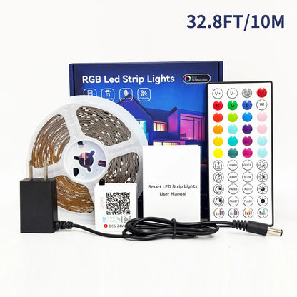 100FT 50FT Smart LED Strip Lights Sync to Music with 44 Key Remote Controller & App Control RGB LED Lights for Bedroom Decor
