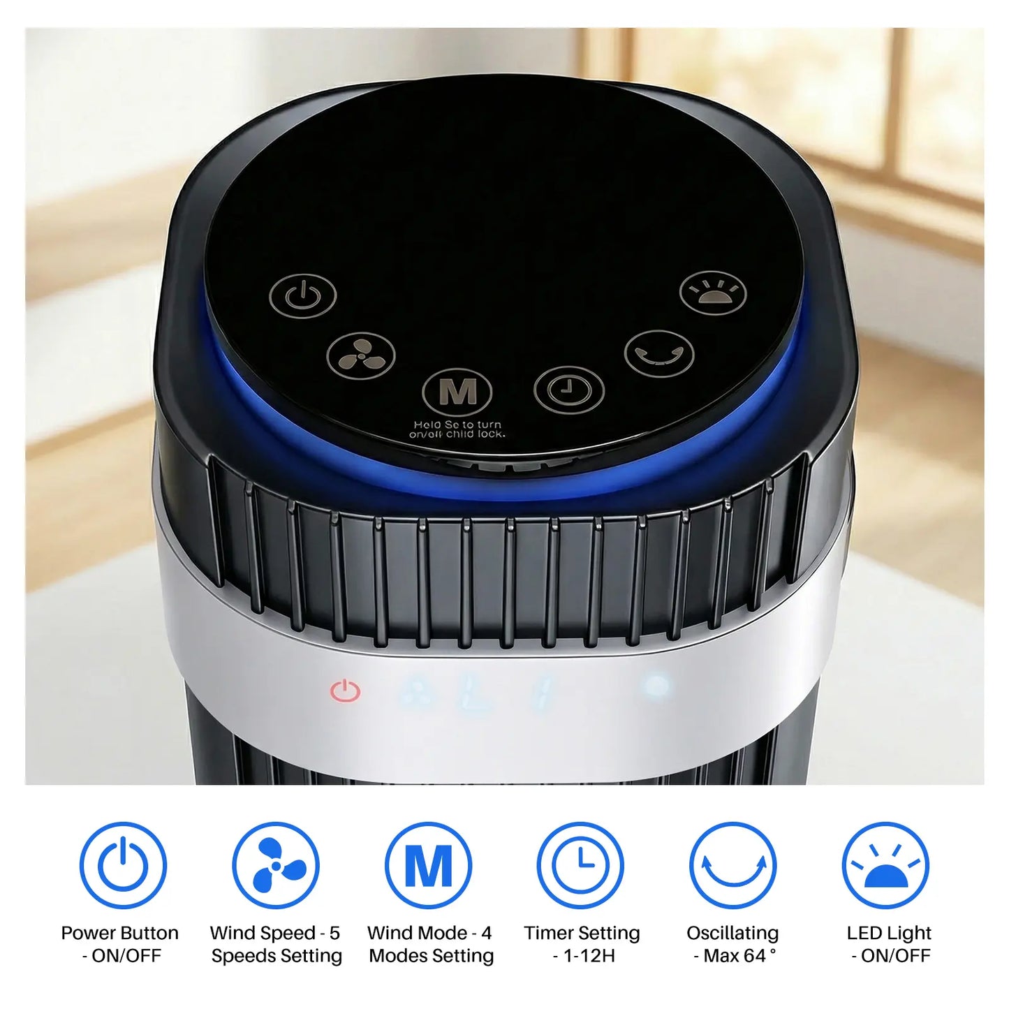 【New】Tower Fan for Bedroom, 28Db Silent Standing Fan with 12H Timer, Smart Auto Mode, 64° Oscillating Bladeless Cooling Fan for Home Office,Summerwins