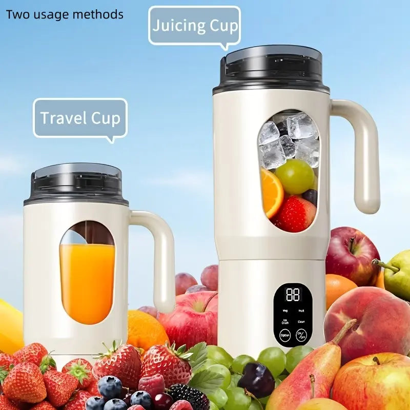 580ML Portable USB Rechargeable Juicer with LED Display, 22000 RPM Handheld Blender, Self-Cleaning, BPA-Free, Ideal for Smoothies and Juices with Ice Crushing Function